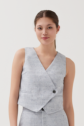 Tencel V Hem Vest in Dark Blue